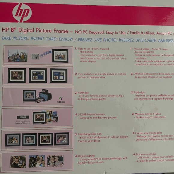 HP 8 inch Digital Picture Solid Wood Frame with 4 Double Mats DF820B4 - Picture 11 of 11